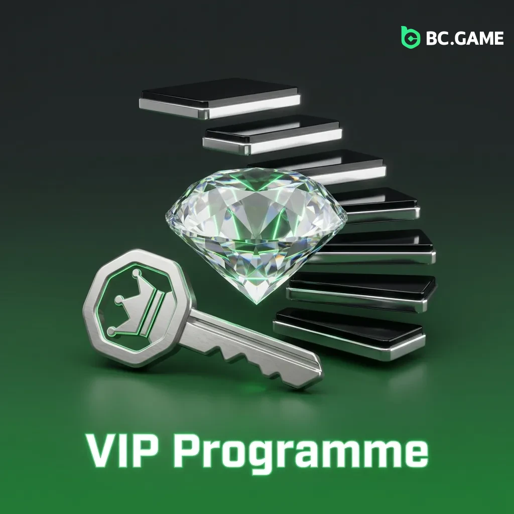 BC Game VIP programme tiers from Bronze to Diamond offering cashback, bonuses, and exclusive perks for loyal players