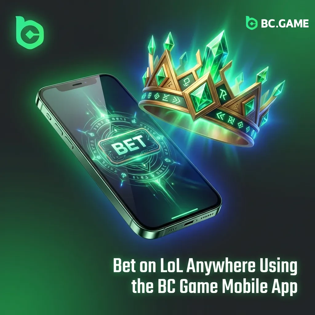 BC Game mobile app interface showing League of Legends betting markets and live odds on smartphone screen