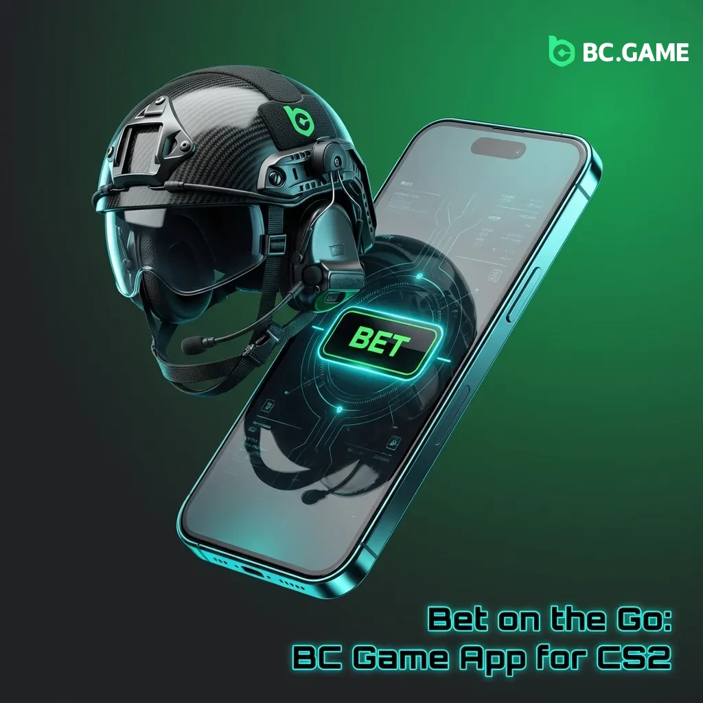 BC Game mobile app interface showing CS2 esports betting options and match selections on smartphone screen