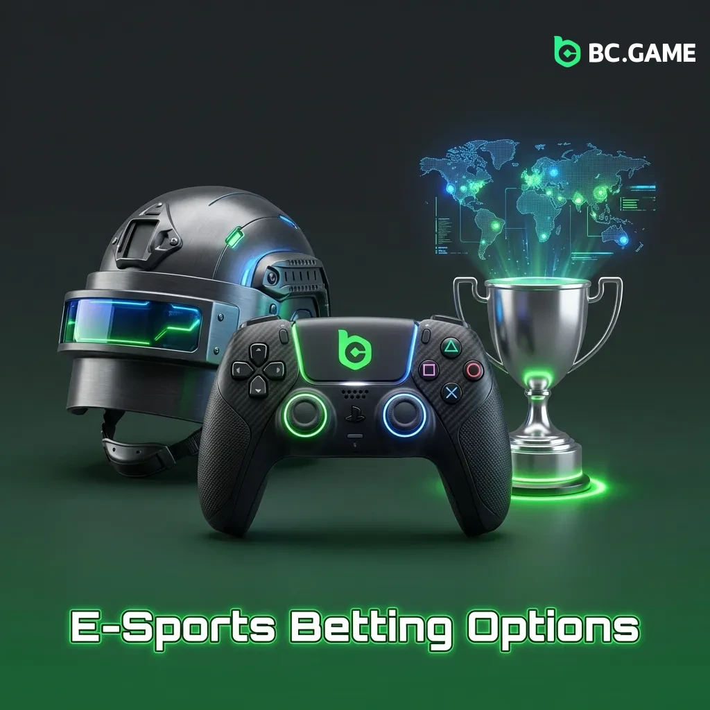 E-sports betting options at BC Game India featuring popular titles like Dota 2, CS2, League of Legends, and Valorant