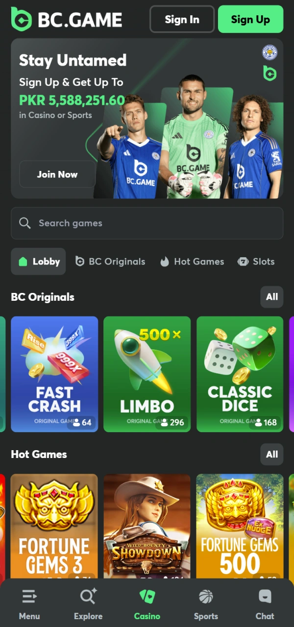 Check the available gambling titles on the BC Game iOS App.