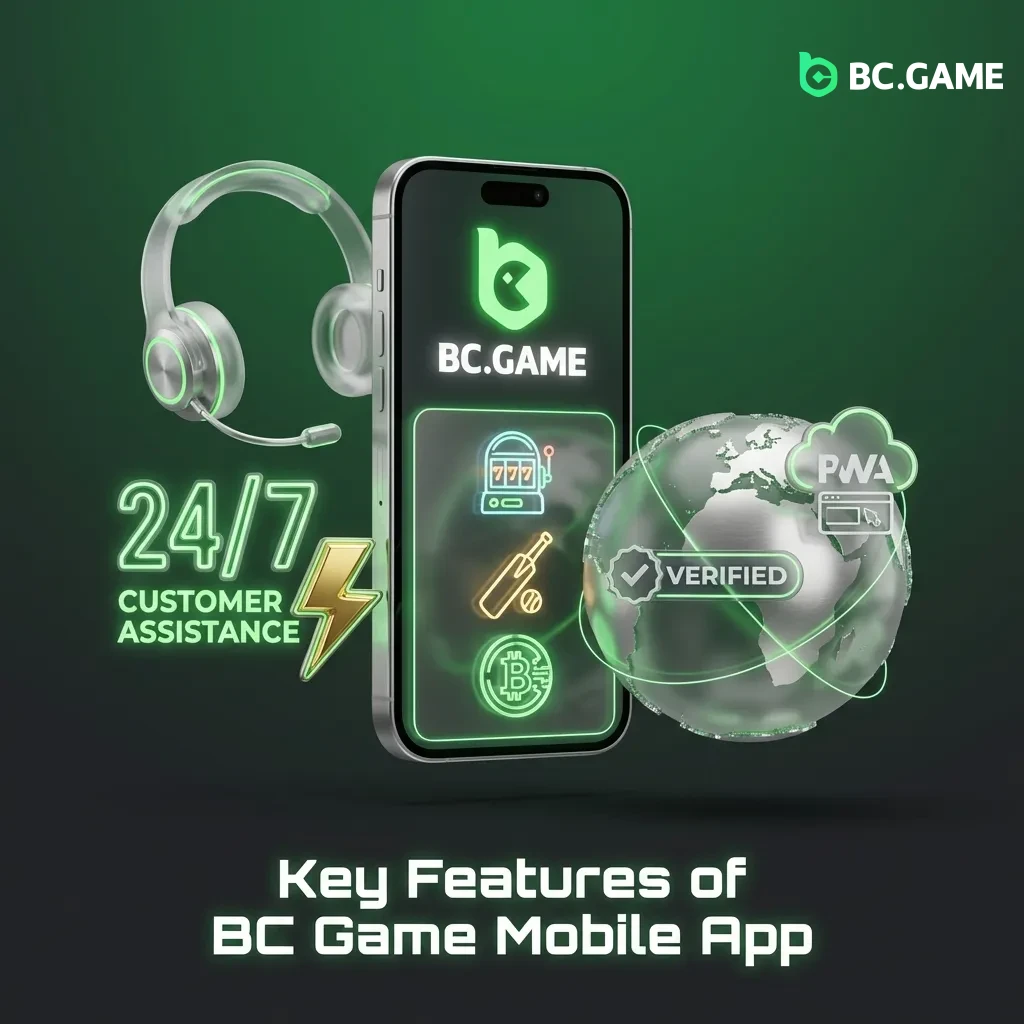 BC Game mobile app interface showing casino games, sports betting options, and payment methods including UPI and crypto