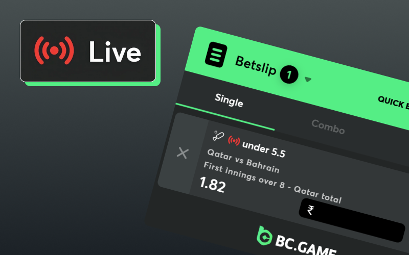Place real-time bets on the BC Game main page during matches.