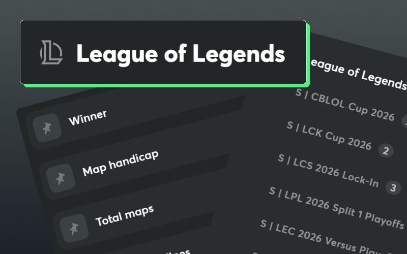 Participate in LoL betting markets on the BC Game main page.