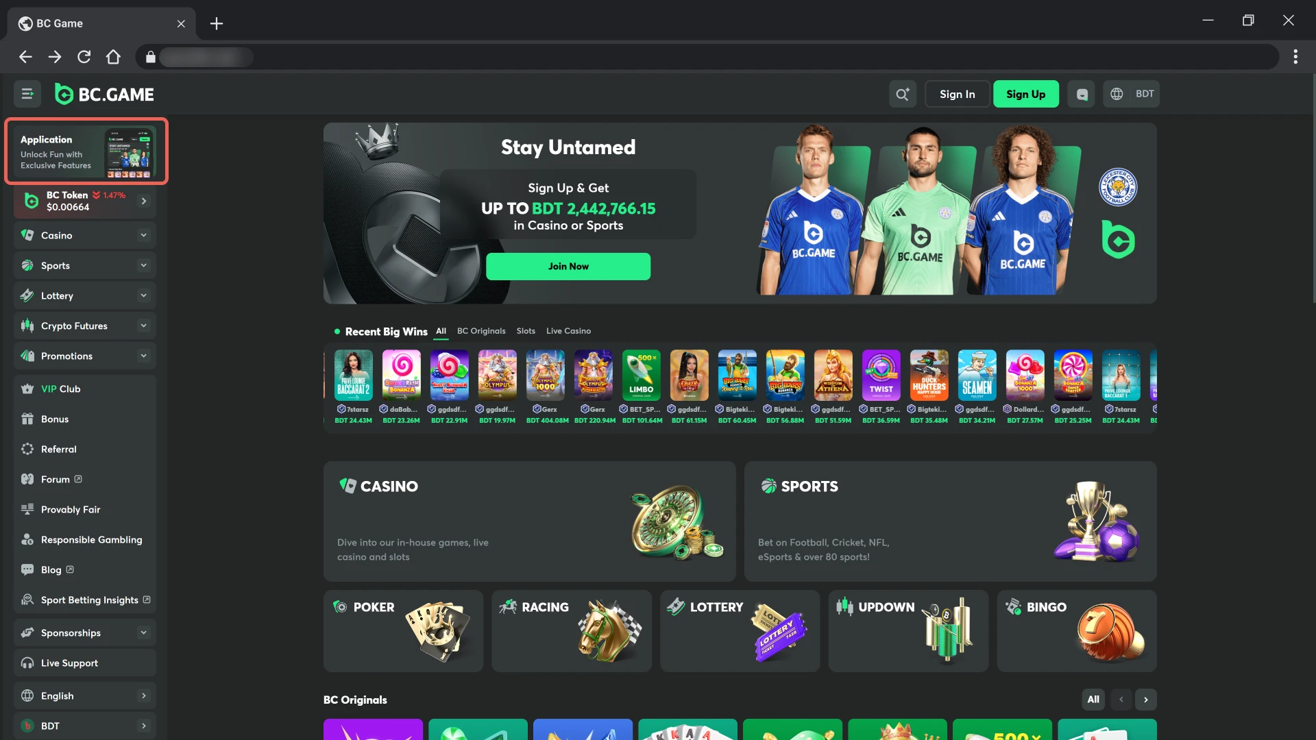 Initiate the Windows file saving for your BC Game PC client.