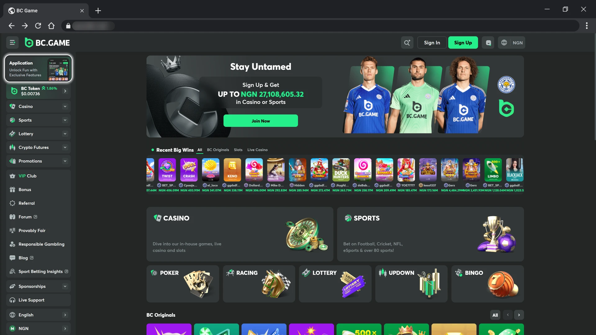 Start the BC Game Windows setup by clicking the download link.