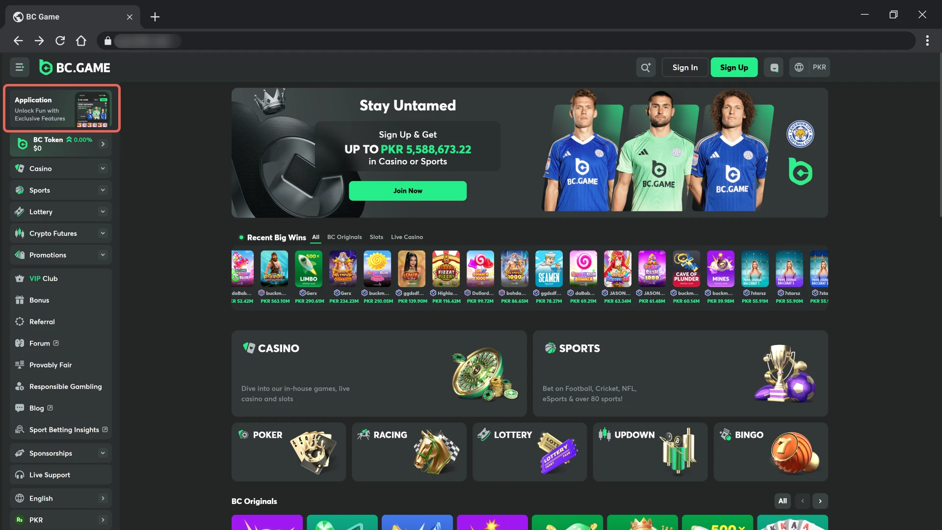 Initiate the BC Game Windows installer saving process from the site.
