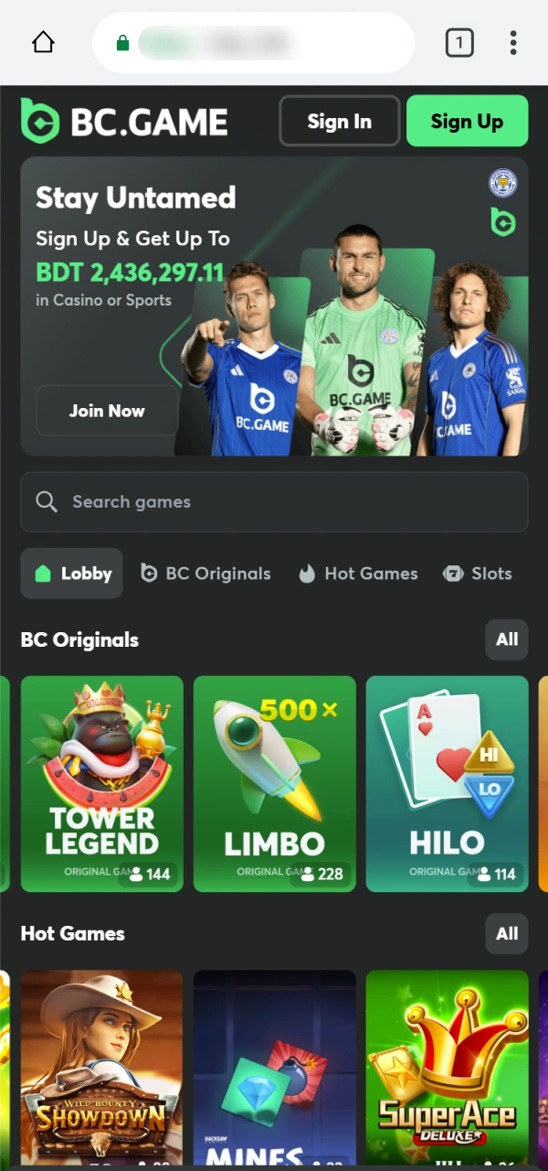 Play top casino games via the official BC Game PWA software.