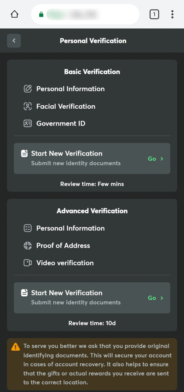Finalize all steps to Register on the official BC Game PWA.