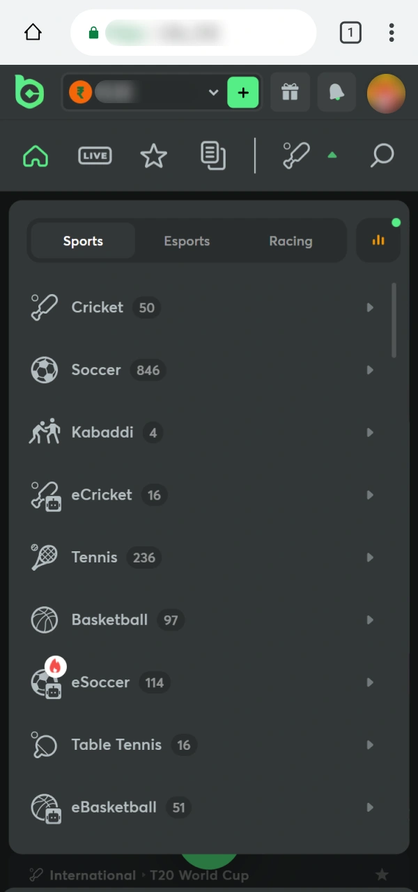 Choose an athletic discipline for your Betting on BC Game PWA.