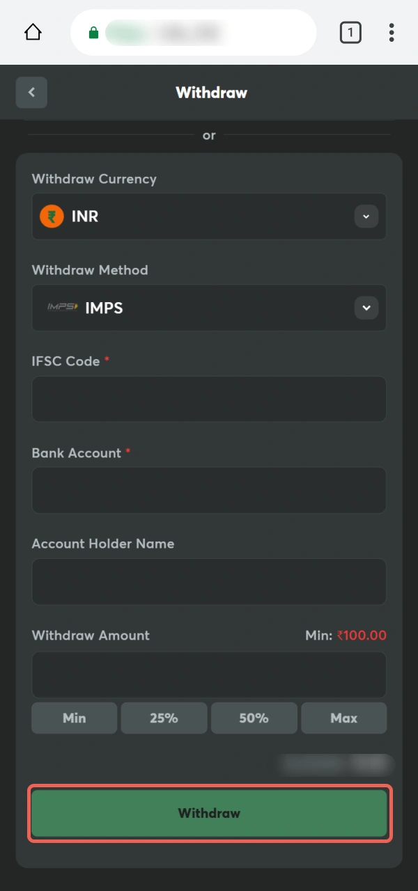 Send your Withdraw application to the official BC Game PWA team.