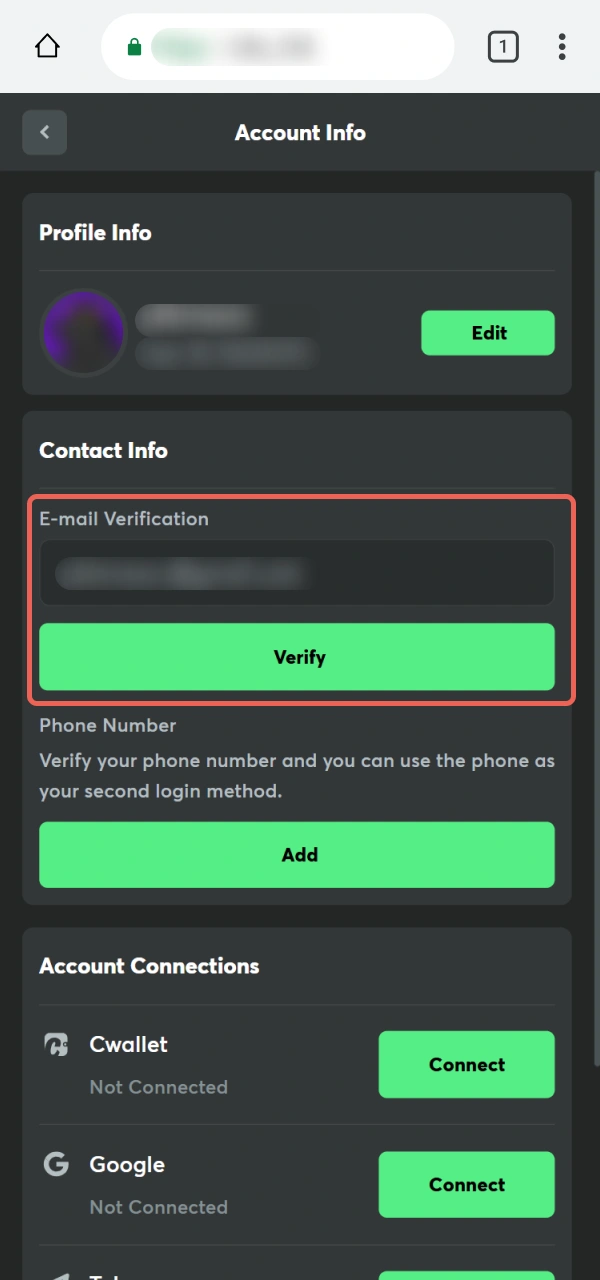 Confirm your identity to Register with the BC Game PWA successfully.