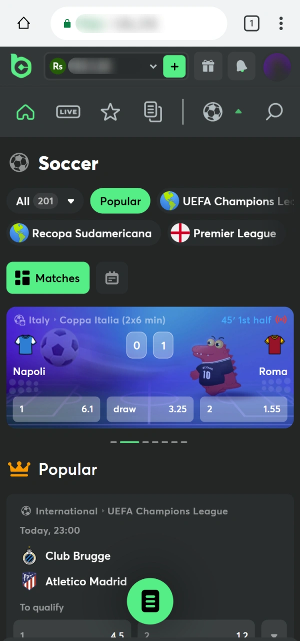 Pick the best odds for your Betting at BC Game PWA.