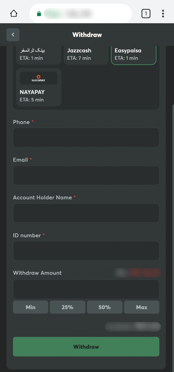 Send your official Withdraw request to the BC Game PWA team.