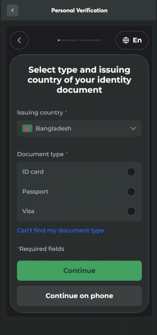 Upload your documents to secure your BC Game Registration profile fully.