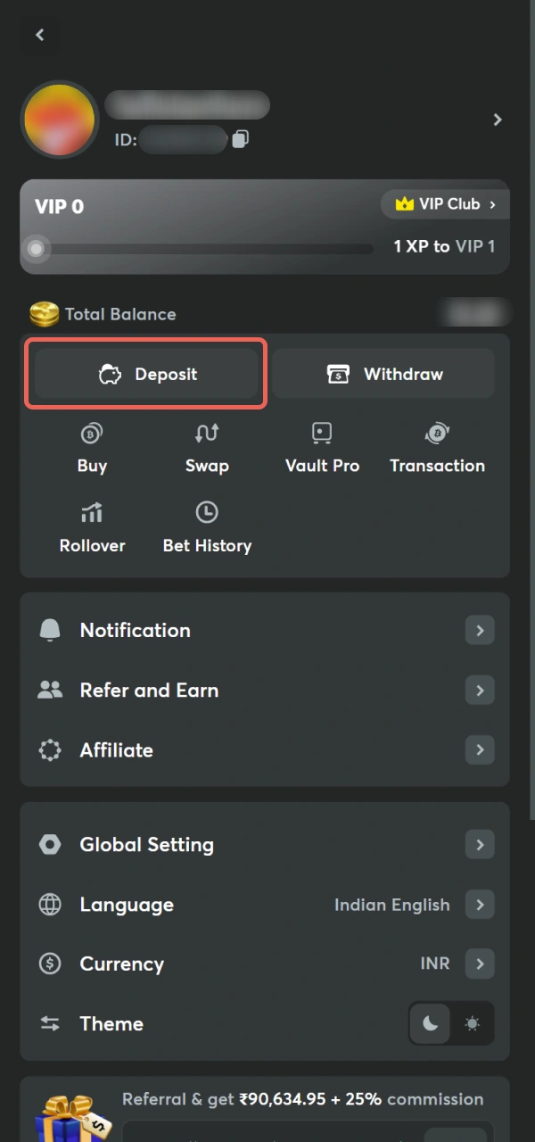 Visit the banking section to activate your BC Game Bonus offer.