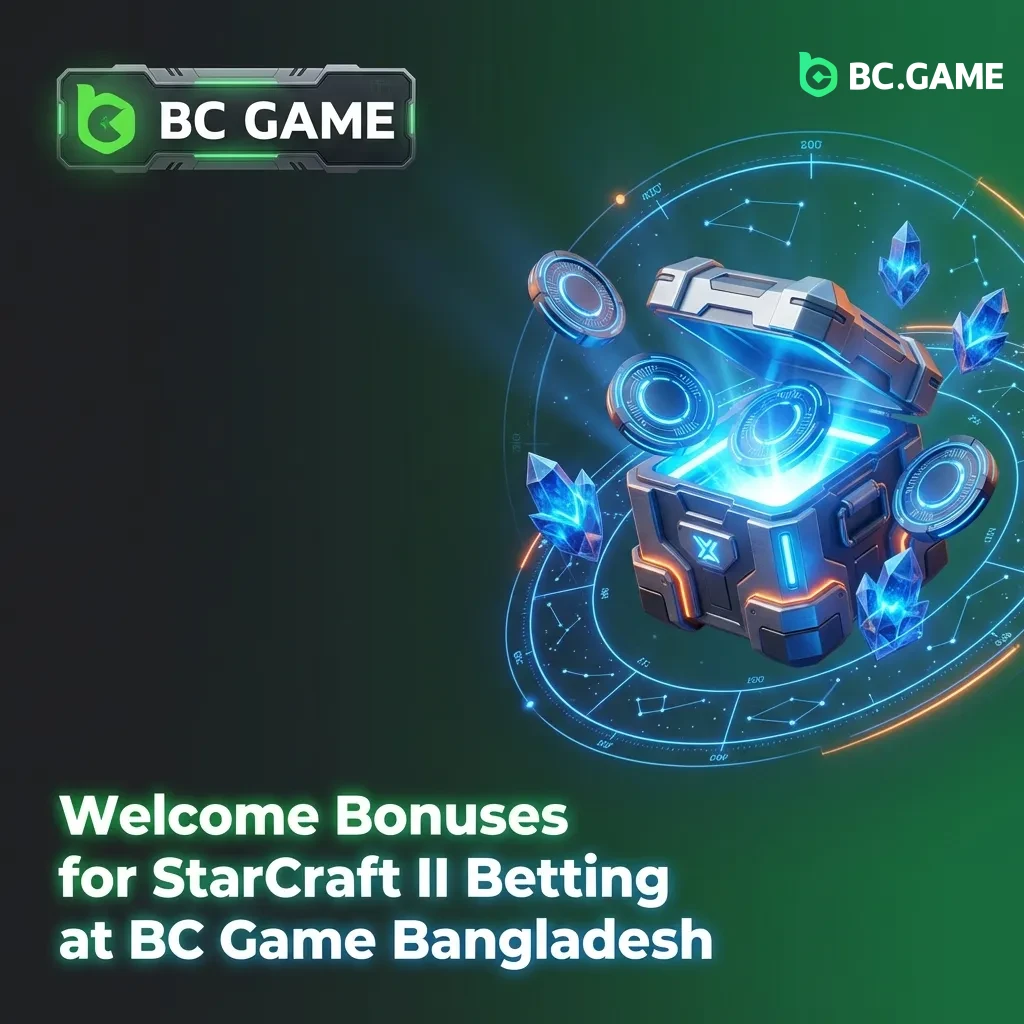 BC Game Bangladesh welcome bonus promotion for StarCraft II esports betting with 380% package offer displayed