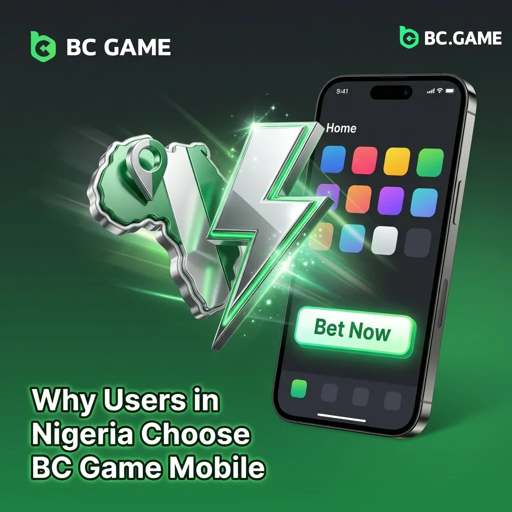 Nigerian user accessing BC Game mobile app for fast crypto betting and casino games on smartphone