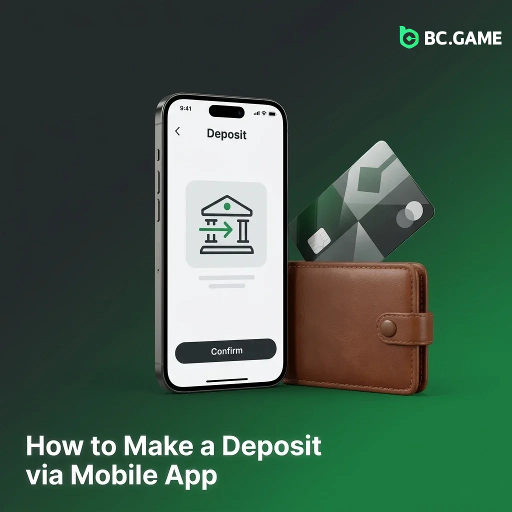 BC Game mobile app deposit process showing UPI, NetBanking, and cryptocurrency payment options for instant balance updates