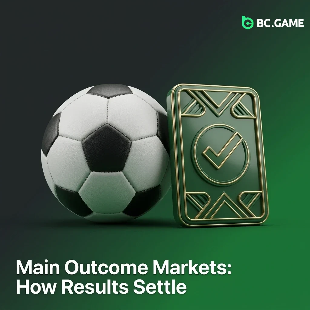 Betting outcome markets guide showing 1X2, over under, BTTS, handicap, double chance and correct score settlement rules
